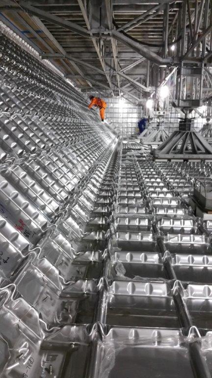 Inside LNG cargo tank during construction